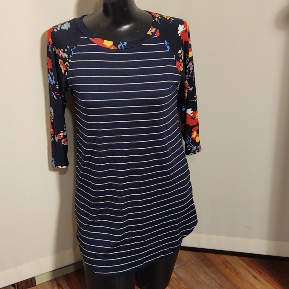 Hawthorne Striped Floral Sleeve Top - Sz. XS